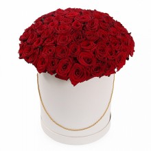 Букет Танец страсти (мега) в шляпной коробке. 101 роза