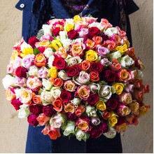 Букет 201 роза разноцветная (40 см)