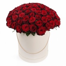 Букет 101 роза Премиум в шляпной коробке